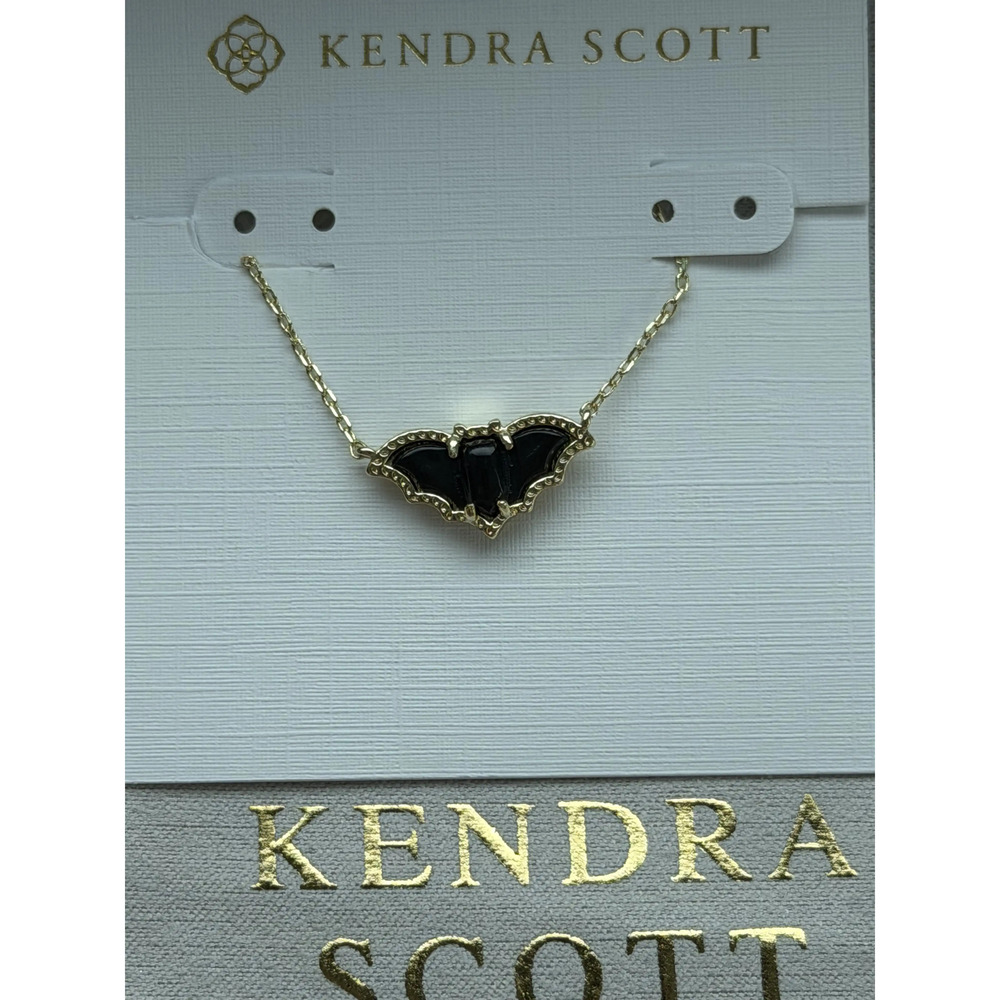 Kendra Scot Black Bat Pendant Necklace